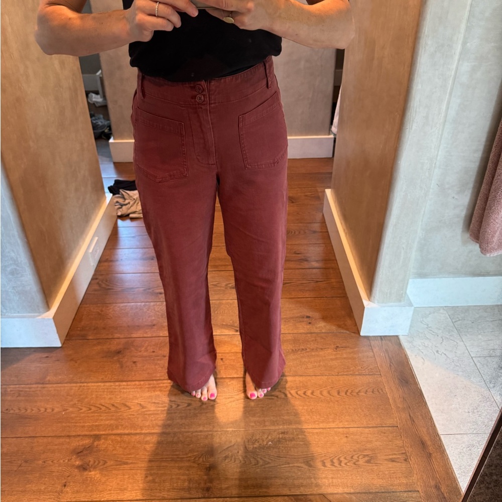 Rust Red High-Waisted Pants